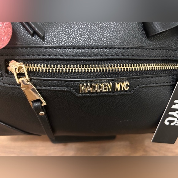 Steve Madden Black Shoulder Bag with Gold Accents and Bag Charms - Picture 9 of 11